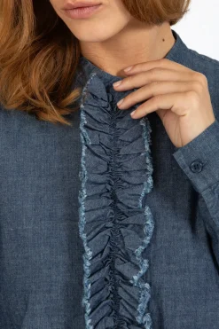 Coster Copenhagen - Denimhemd mit Rüschen