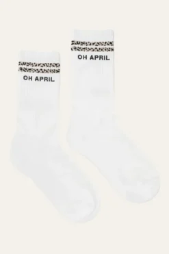 Oh April - Socks Stripes White/Leo