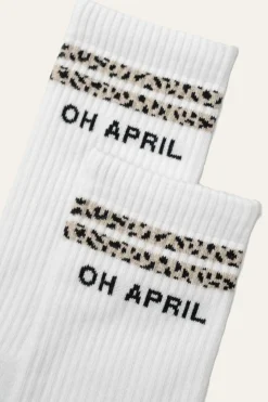 Oh April - Socks Stripes White/Leo